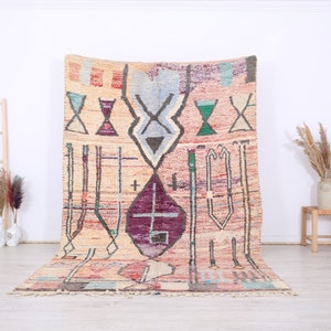 Vintage Boujaad rug, Colorful Moroccan Rug, Berber Rug, Authentic Wool Rug, 6x9 ft Moroccan Area Rug,