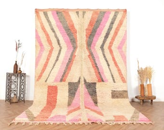 beniouarain rug, Authentic Moroccan rug, Soft wool, Vintage rug, boho rug, for living room 6x10 rug