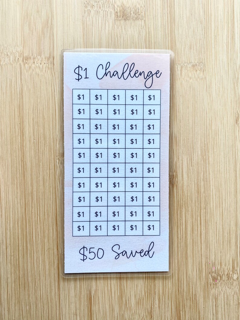 Laminated Savings Challenge 1 Dollar Savings Savings - Etsy