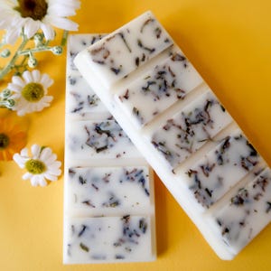 Sleepy Time Wax Melt | Lavender Chamomile Bergamot | Dried Lavender Snap Bar | Relaxing Soy Blend | Eco-Friendly Handmade Melt