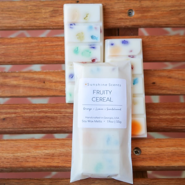 Fruity Cereal Soy Wax Melts | Highly Scented Snap Bars For Wax Warmer | Fruity Pebbles Scented |Sustainable Packaging