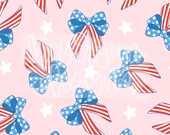 Coquette Pattern | Bow Pattern | Seamless Pattern | Repeat Pattern | Patriotic Bows Pattern | Preppy Fabric Design | Bows | Patriotic PNG