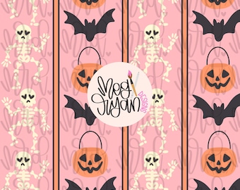 Pumpkin Pails | Pastel Halloween | Halloween Pattern | Seamless Pattern | Repeat Pattern | Bohemian Halloween | Skeleton Pattern | Bats PNG