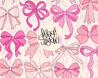 Pink Coquette Pattern | Bow Pattern | Seamless Pattern | Repeat Pattern | Dainty Pattern | Preppy Fabric Design | Instant Download | Bows
