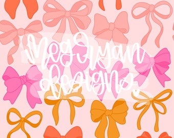 Warm Coquette Pattern | Bow Pattern | Seamless Pattern | Repeat Pattern | Dainty Pattern | Preppy Fabric Design | Instant Download | Bows