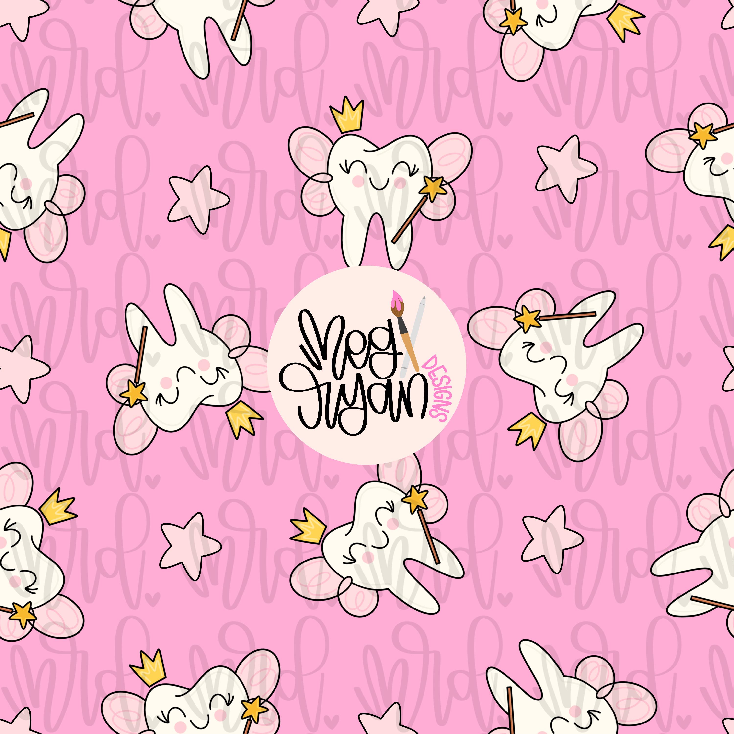 Tooth Fairy Pattern | Tooth Pattern | Seamless Pattern | Repeat Pattern | Preppy Fabric Design | Dentist | Teeth | Dental Hygienist Pattern