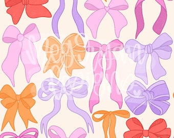 Pink Coquette Pattern | Bow Pattern | Seamless Pattern | Repeat Pattern | Dainty Pattern | Preppy Fabric Design | Instant Download | Bows