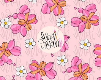 Patroon ballonhond | Roze flirtpatroon | Strikpatroon | Naadloos patroon | Herhaalpatroon | Sierlijk patroon | Preppy stofontwerp | Bogen