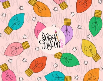 Weihnachtslichter Muster | Sternen Muster | Nahtloses Muster | Muster wiederholen | Urlaub Muster | Preppy Stoffdesign | Sofort Download