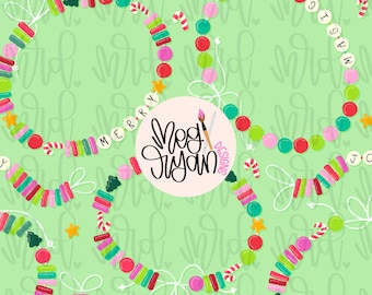 Christmas Friendship Bracelet Pattern | Seamless Pattern | Repeat Pattern | Pastel Christmas | Christmas Pattern | Retro Pattern | Holiday