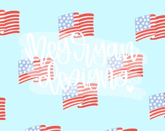 Flag Pattern | Patriotic Pattern | Fabric Design | Seamless Pattern | Repeat Pattern | Daisy Pattern | Instant Download | Preppy Pattern |