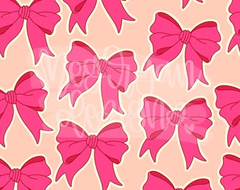 Pink Coquette Pattern | Bow Pattern | Seamless Pattern | Repeat Pattern | Valentines Pattern | Preppy Fabric Design | Instant Download | Bow