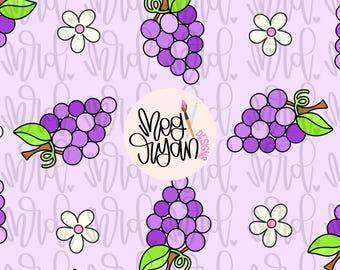Grapes Pattern | Summer Pattern | Seamless Pattern | Repeat Pattern | Fruit Pattern | Retro Fabric Design | Instant Download | Floral | PNG