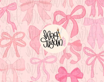 Pink Coquette Pattern | Bow Pattern | Seamless Pattern | Repeat Pattern | Dainty Pattern | Preppy Fabric Design | Instant Download | Bows