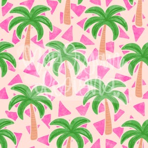 Tropical Pattern | Palm Trees Pattern | Seamless Pattern | Repeat Pattern | Beach Pattern | Preppy Fabric Design | Instant Download | Summer