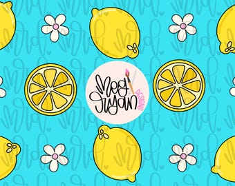 Lemons Pattern | Summer Pattern | Seamless Pattern | Repeat Pattern | Fruit Pattern | Retro Fabric Design | Instant Download | Floral | PNG