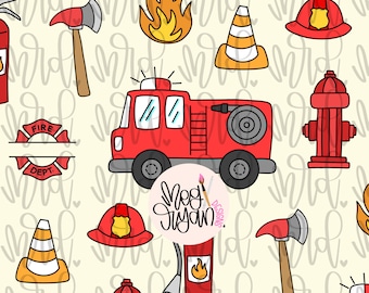 Firefighter Pattern | Firefighter Wife | First Responder Pattern | Fire Pattern | Seamless Pattern | Repeat Pattern | Preppy Fabric Design