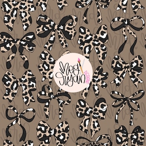 Cheetah Coquette Pattern | Bow Pattern | Seamless Pattern | Repeat Pattern | Dainty Pattern | Preppy Fabric Design | Instant Download | Bows