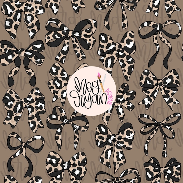 Cheetah Coquette Pattern | Bow Pattern | Seamless Pattern | Repeat Pattern | Dainty Pattern | Preppy Fabric Design | Instant Download | Bows