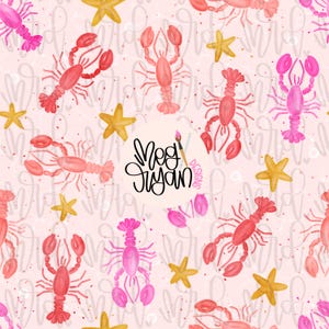 Lobster Pattern | Coastal Pattern | Summer Pattern | Seamless Pattern | Repeat Pattern | Beach Pattern | Watercolor Pattern | Ocean Pattern