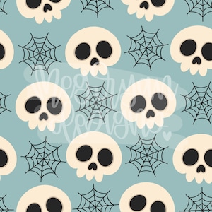 Schädel-Muster | Halloween-Muster | Nahtloses Muster | Muster wiederholen | Gruseliges Muster | Schädel SVG | Spinnennetz | Halloween Musterdesign