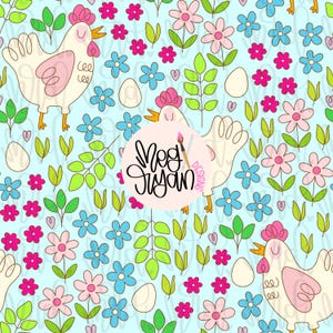 Chicken Pattern | Farm Pattern | Seamless Pattern | Repeat Pattern | Dainty Pattern | Preppy Fabric Design | Floral Pattern | Chicken Lover