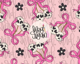 Halloween Pattern | Skulls Pattern | Seamless Pattern | Repeat Pattern | Pastel Halloween | Flower Pattern | Cherry Skulls Pattern | Spooky