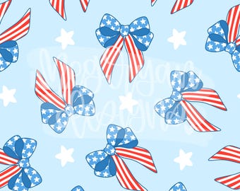 Patriotic Coquette Pattern | Bow Pattern | Seamless Pattern | Repeat Pattern | Patriotic Bows Pattern | Preppy Fabric Design | Bows | PNG