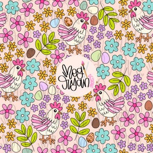 Chicken Pattern | Farm Pattern | Seamless Pattern | Repeat Pattern | Dainty Pattern | Preppy Fabric Design | Floral Pattern | Chicken Lover