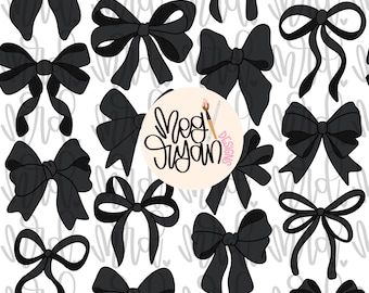 Black Coquette Pattern | Bow Pattern | Seamless Pattern | Repeat Pattern | Dainty Pattern | Preppy Fabric Design | Instant Download | Bows