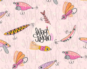 Fishing Lure Pattern | Fish Pattern | Seamless Pattern | Repeat Pattern | Dainty Pattern | Preppy Fabric Design | Lure Pattern | Summer PNG