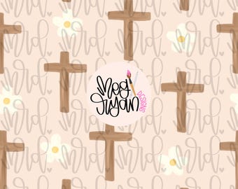 Cross Pattern | Flower Pattern | Seamless Pattern | Repeat Pattern | Dainty Pattern | Preppy Fabric Design | Watercolor Pattern | Christian