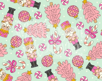 Modello Schiaccianoci Rosa / Schiaccianoci Natale / Modello Natale Stravagante / Modello Senza Cuciture / Modello Ripetuto / Coquette / Natale Rosa