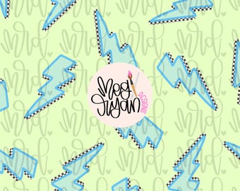Lightning Bolt Pattern | Boy Pattern | Checkered Pattern | Seamless Pattern | Repeat Pattern | Preppy Fabric | Vintage Pattern | Blue PNG