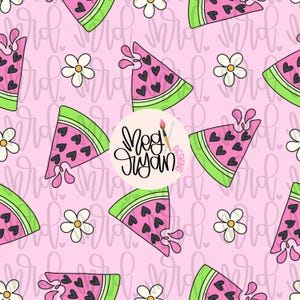 Watermelon Pattern | Flower Pattern | Summer Pattern | Seamless Pattern | Repeat Pattern  | Retro Fabric Design | Fruit Pattern | Checkered