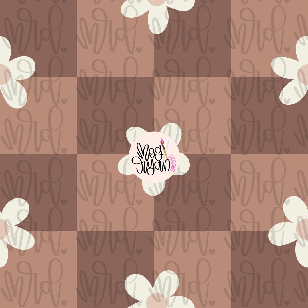 Neutral Checkered Pattern | Floral Pattern | Seamless Pattern | Repeat ...