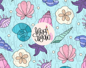 Küsten Muster | Muscheln Muster | Sommer Muster | Nahtloses Muster | Muster wiederholen | Strand-Muster | Preppy Stoff | -Ozean-Muster