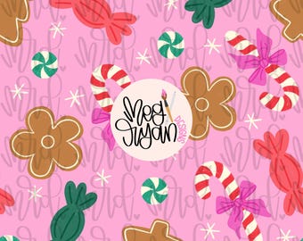 Christmas Cookies Pattern | Christmas Pattern | Winter Pattern | Seamless Pattern | Repeat Pattern | Coquette Pattern | Preppy Fabric Design