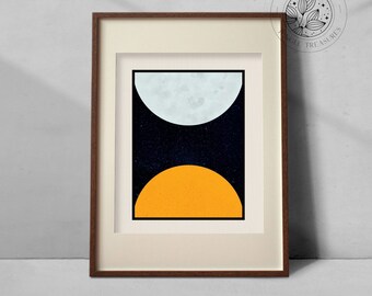 Sun and Moon Wall Art | Elegant Living Room Decor | Tarot wall art | Modern Poster | Boho Chic | Abstract digital download print | Zodiac