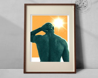Seeing the Light poster, male digital wall art, colorful gay art poster, gay wedding or queer holiday gift, LGBT male body art or poster