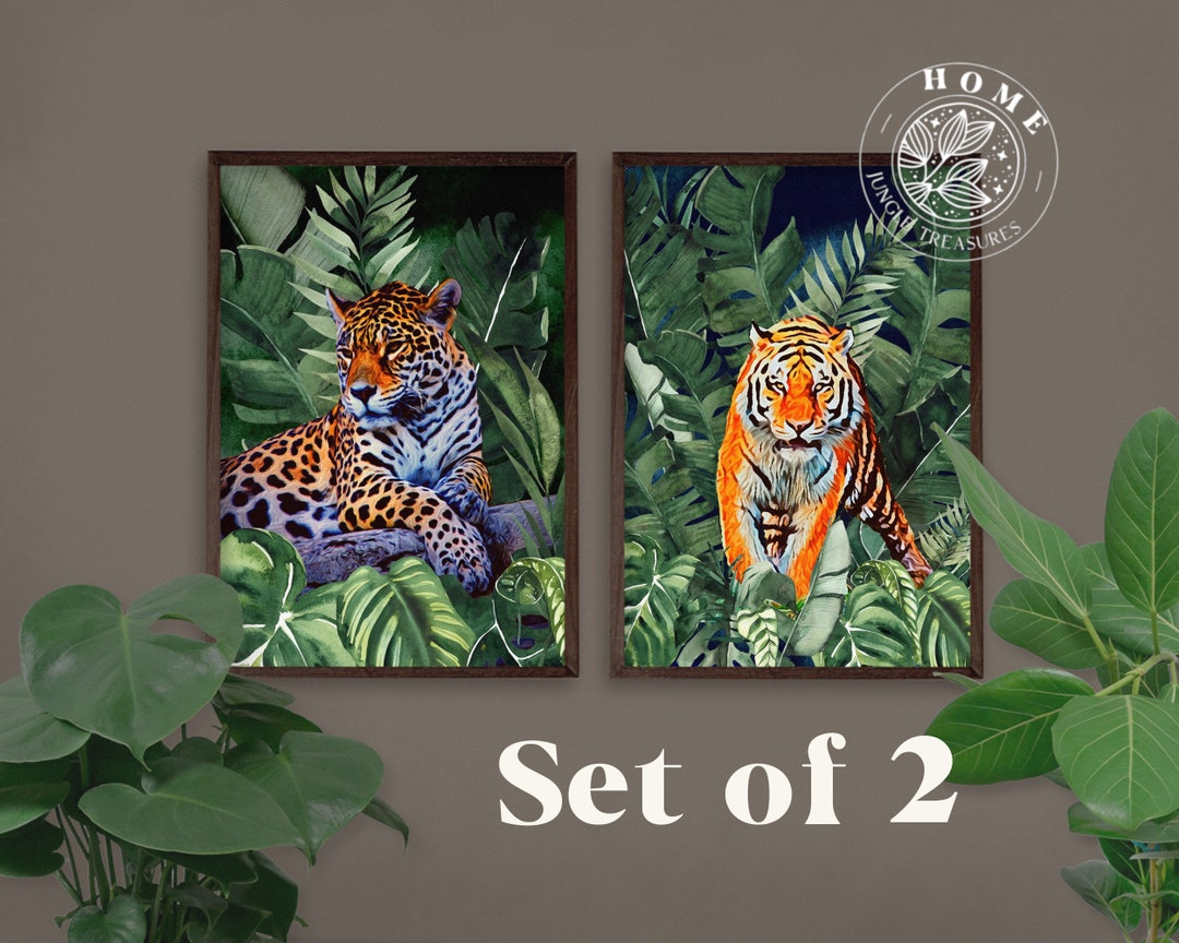 Beautiful Big Cats Printable Set of 2 Posters | Leopard Tiger Wall Art ...