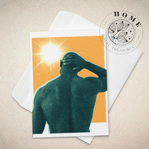 Mens Back wenskaart, leuke queer popart ansichtkaart met envelop, gay street art print, perfect cadeau, LGBTQ en Pride kunst, hot guy artwork