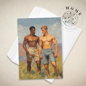De Hike-wenskaart, vintage gespierde mannelijk lichaam ansichtkaart met envelop, mannelijke queer en gay kunstprint als perfect cadeau, LGBTQ-liefdeskunst
