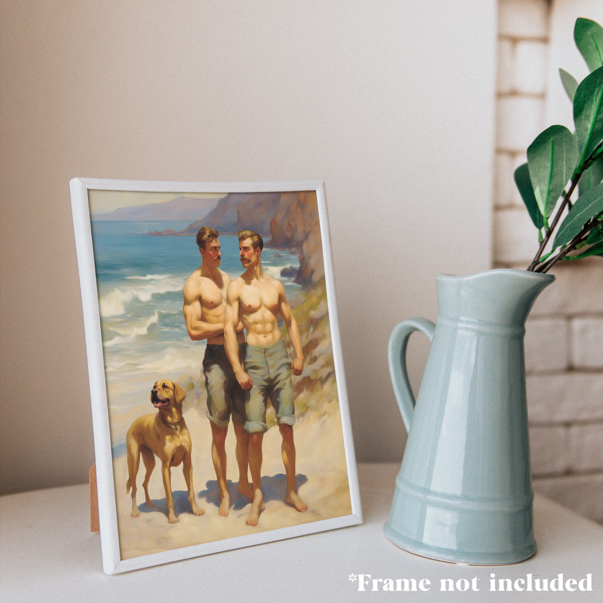 Vintage Muscular Gay Man Poster LGBTQ Print Wall Art  Home Decor Gift