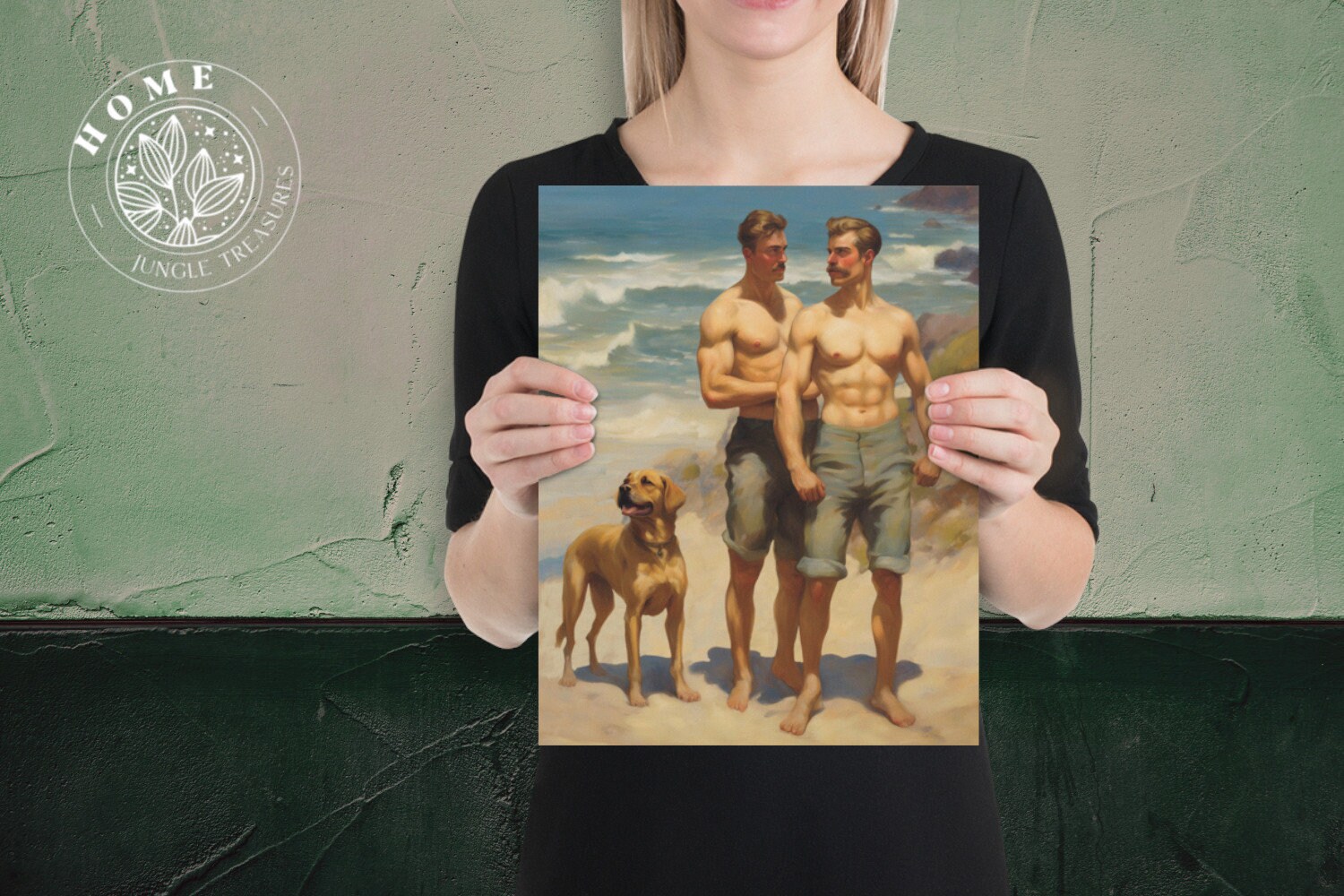 Poster Vintage 1990 - Hommes Musclés Sexy - USA Landmark - 90x60 Cm - Collection