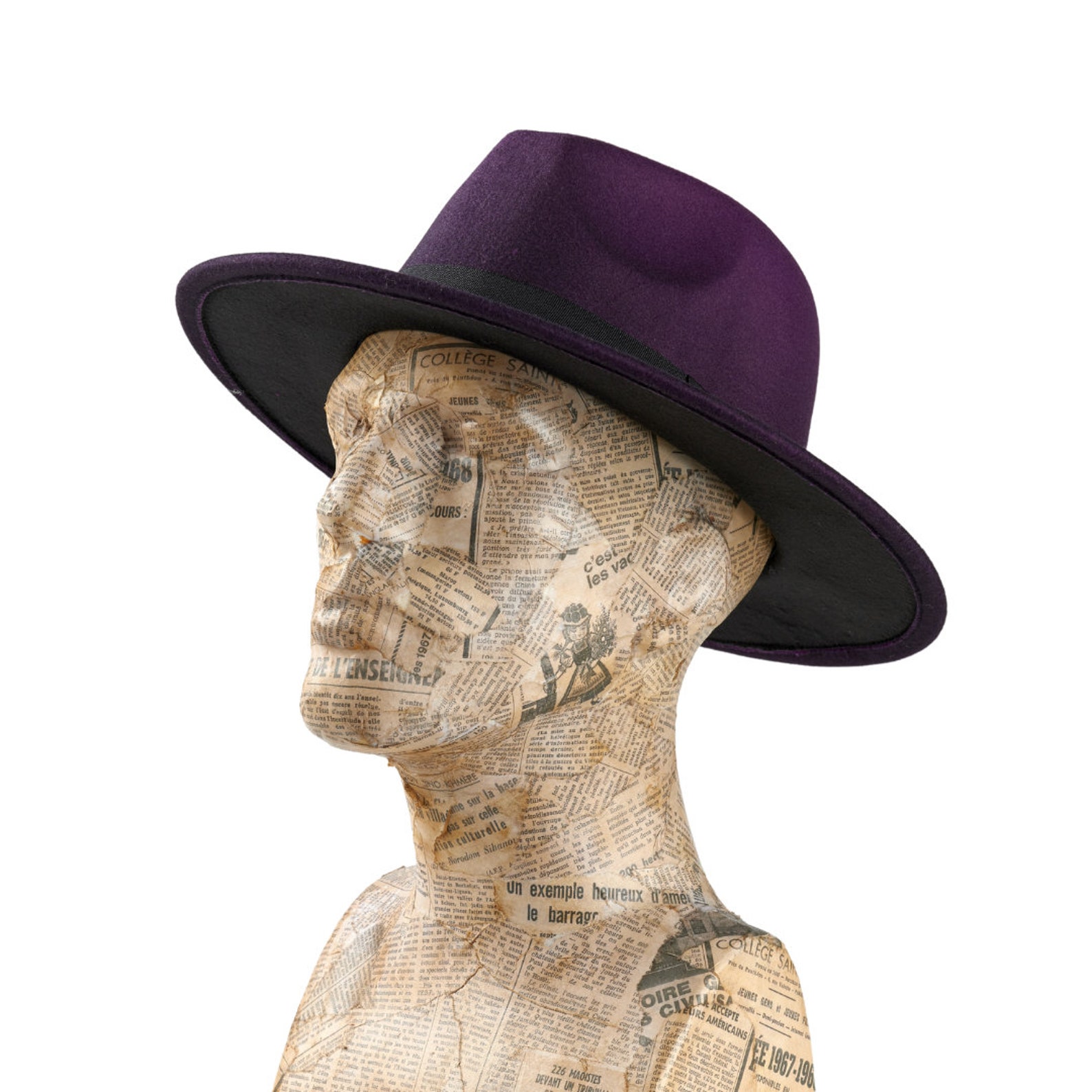 Purple Ombre Fedora Hat Wide Brim Hat Vegan Felt Rancher Etsy