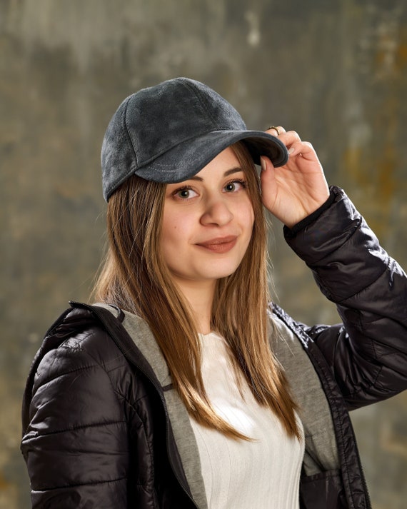 Dark Gray Suede Baseball Cap Sport Cap 