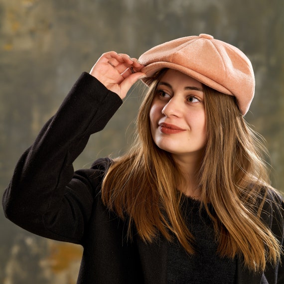 Pink Women Wool 8 Panels Newsboy Cap Hat Irish Flat Cap Etsy