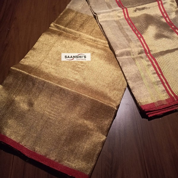 RED selvedge pure handloom tissue saree