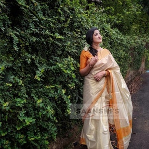 tissue orange saree